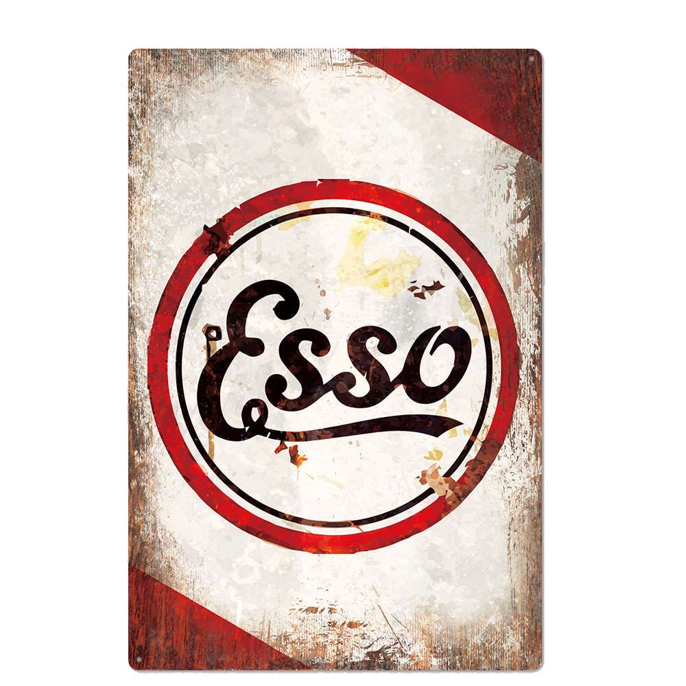 217 Plaque Métal Vintage <br> Esso Rouge & Noire – Image 1