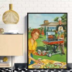 affiche barbecue vintag