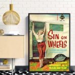 affiche caravane vintage avec pin up