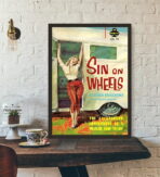 affiche caravane vintage avec pin up