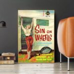 affiche caravane vintage avec pin up
