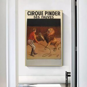 affiche cirque vintage lion