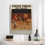 affiche cirque vintage lion