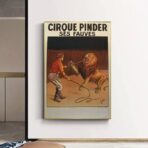affiche cirque vintage lion