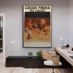 affiche cirque vintage lion