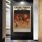 affiche cirque vintage lion