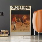 affiche cirque vintage lion