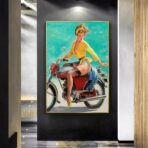 affiche pin up moto