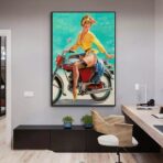 affiche pin up moto