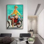 affiche pin up moto