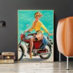 affiche pin up moto