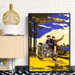 affiche publicitaire moto vintage