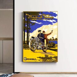 affiche publicitaire moto vintage