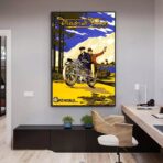 affiche publicitaire moto vintage
