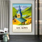 affiche vintage alpes