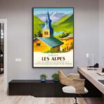 affiche vintage alpes
