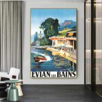 affiche vintage évian les bains