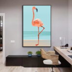 affiche vintage flamant rose