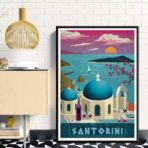 affiche vintage santorin