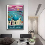 affiche vintage santorin