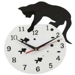 horloge chat murale