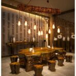 lustre industriel bois