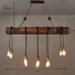 Lustre Industriel Bois et Fer