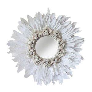 miroir rond plume