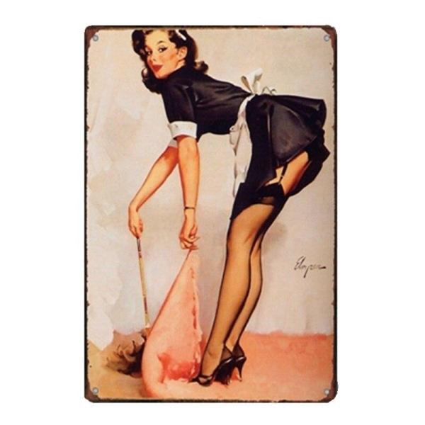 plaque-emaillee-pin-up-vintage plaque émaillée pin up vintage