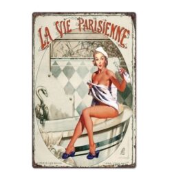 plaque métal pin up années 50