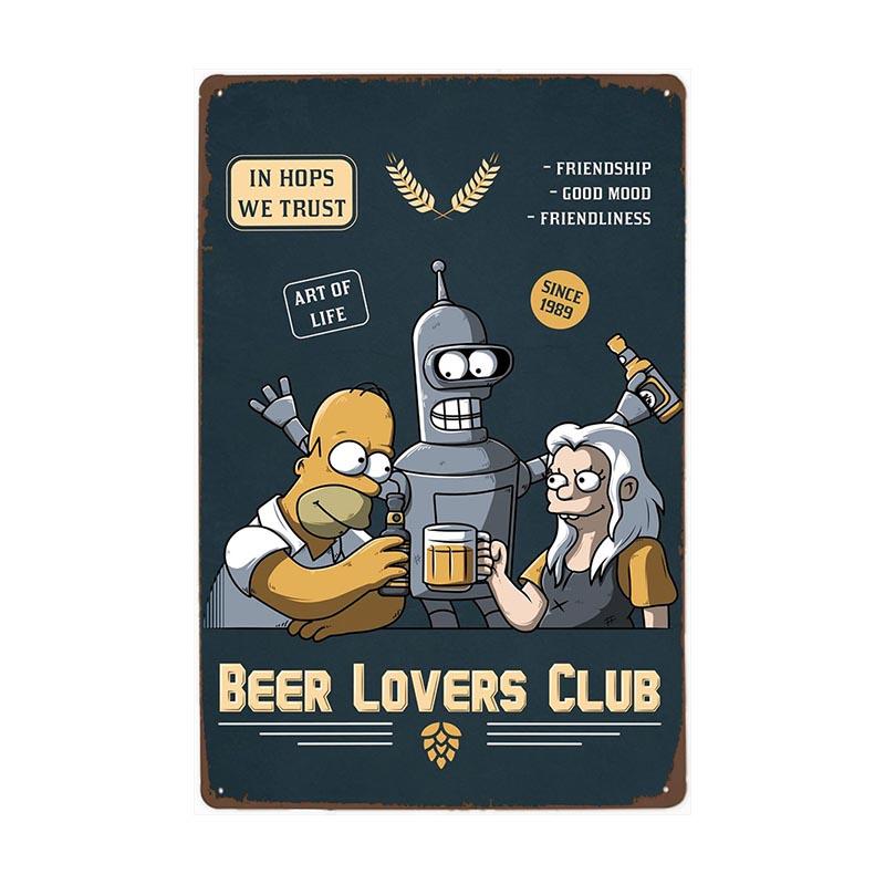 plaque-metal-vintage-biere-homer-bender-bean Plaque Métal Vintage Bière Homer Bender Bean