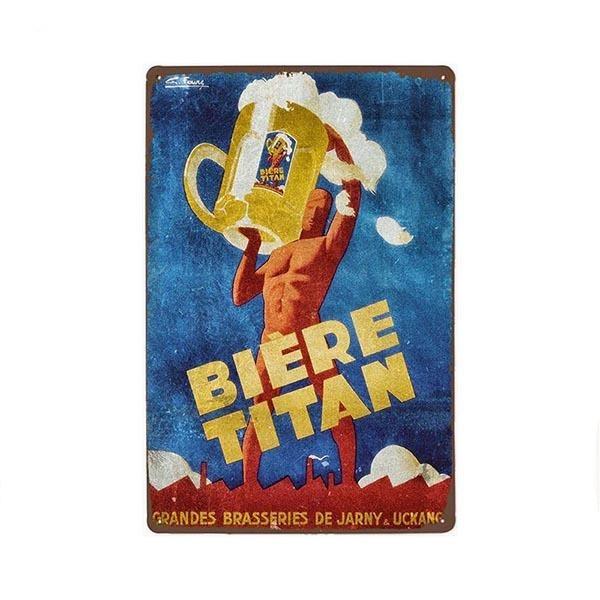 plaque-metal-vintage-biere-titan Plaque Métal Vintage Bière Titan