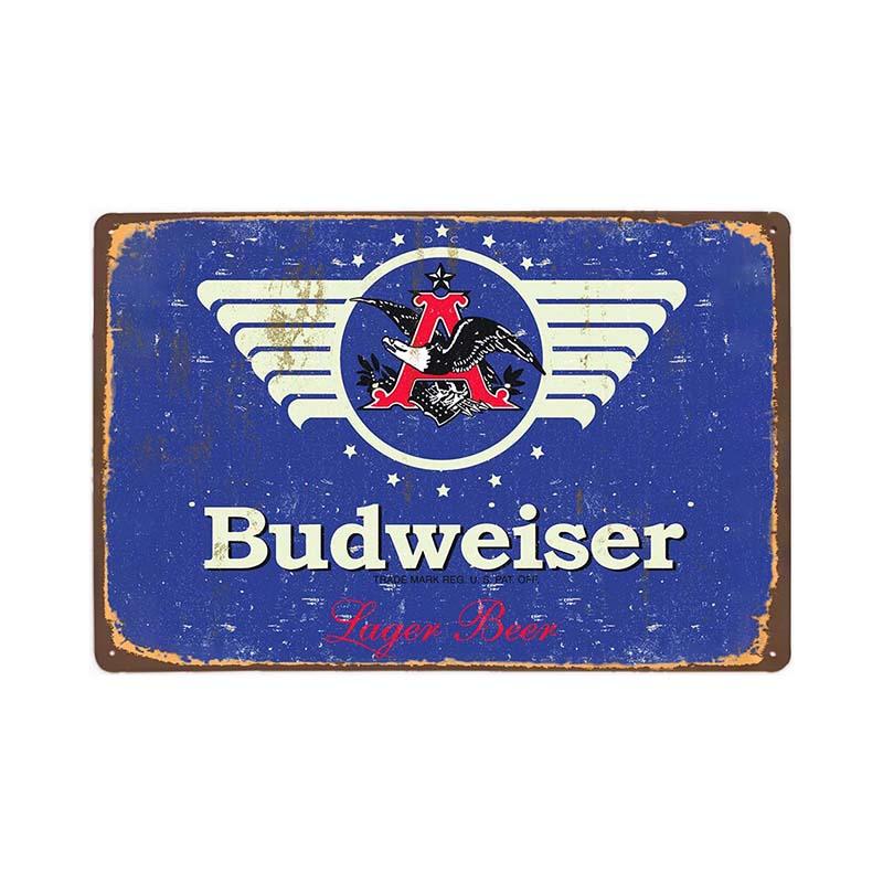 plaque-metal-vintage-budweiser-bleu Plaque Métal Vintage Budweiser Bleu