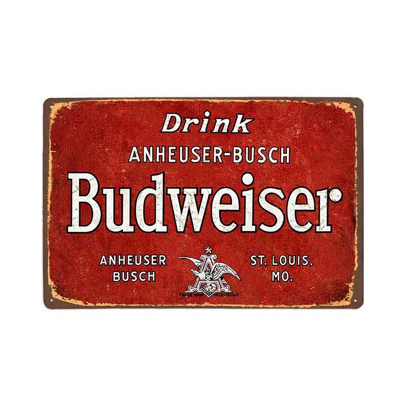 plaque-metal-vintage-budweiser-drink Plaque Métal Vintage Budweiser Drink