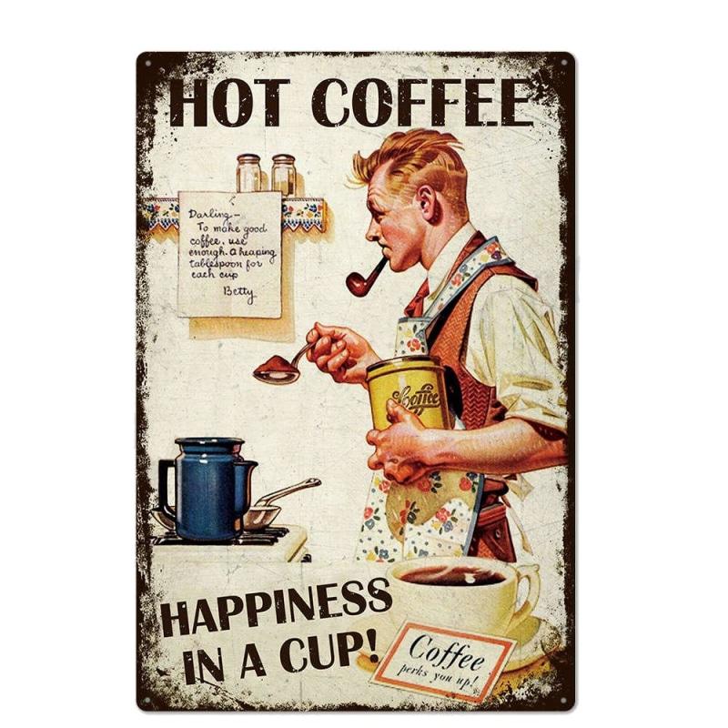 plaque-metal-vintage-cafe-chaud Plaque Métal Vintage Café Chaud