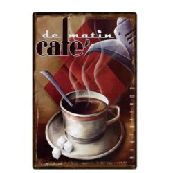 Plaque Métal Vintage Café Du Matin