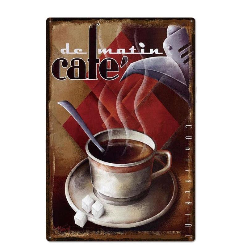 plaque-metal-vintage-cafe-du-matin Plaque Métal Vintage Café Du Matin