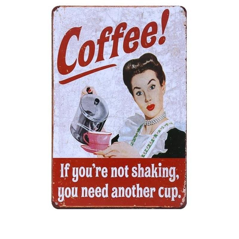 plaque-metal-vintage-cafe-pin-up Plaque Métal Vintage Café Pin-up