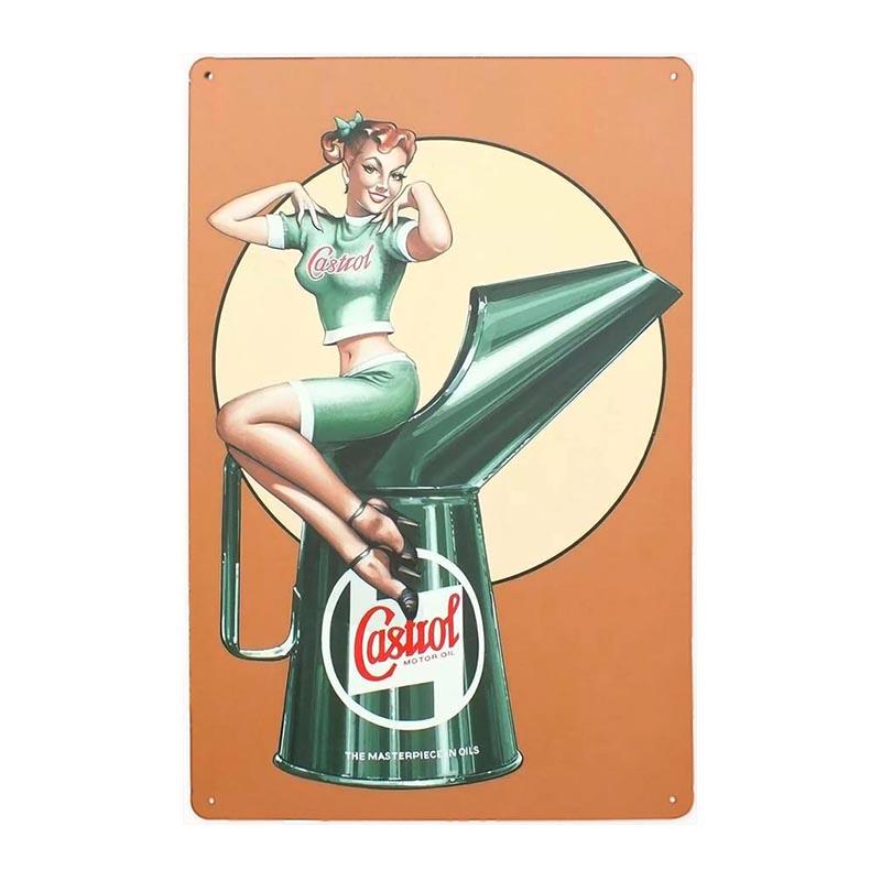 plaque-metal-vintage-castrol-huile-pin-up Plaque Métal Vintage Castrol Huile Pin-up