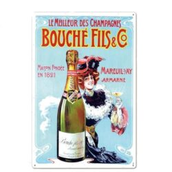 plaque métal vintage champagne bouché et fils
