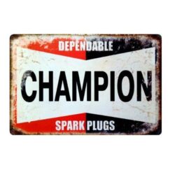 plaque métal vintage champion dependable spark plugs