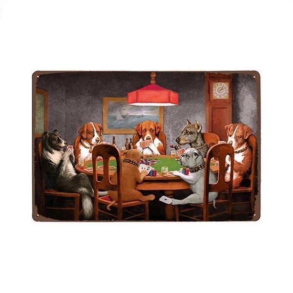 plaque-metal-vintage-chiens-poker Plaque Métal Vintage Chiens Poker