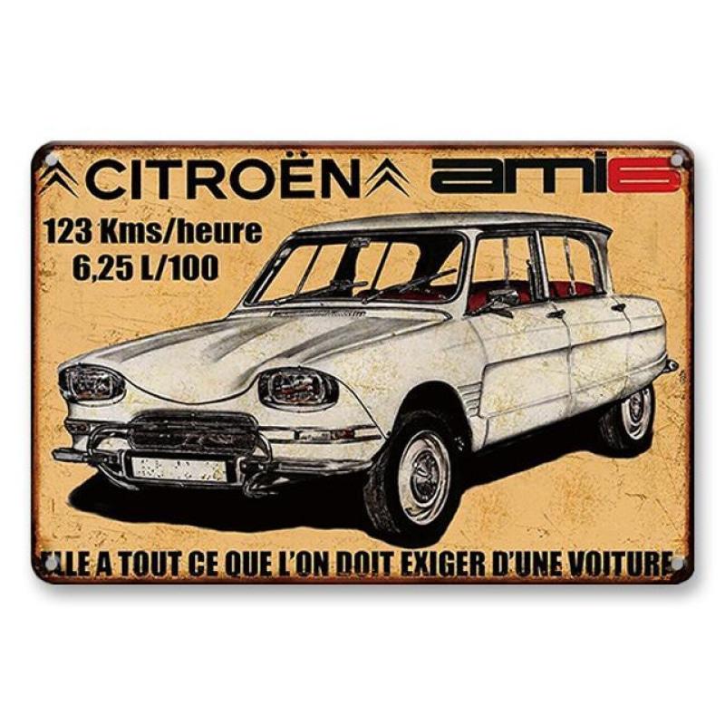plaque-metal-vintage-citroen-ami-6 Plaque Métal Vintage Citroën Ami 6