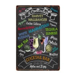 Plaque Métal Vintage Cocktail Bar