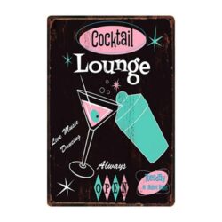 Plaque Métal Vintage Cocktail Lounge