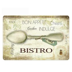 Plaque Métal Vintage Couverts Bistrot