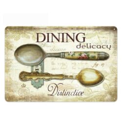 Plaque Métal Vintage Couverts Diner