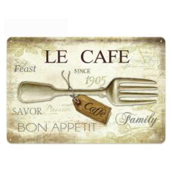 Plaque Métal Vintage Fourchette Le Café