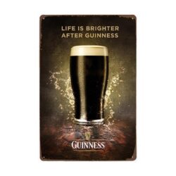 Plaque Métal Vintage Guinness Verre