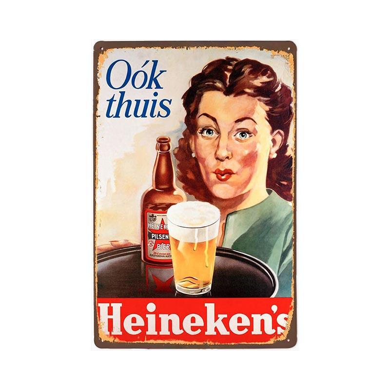 plaque-metal-vintage-heineken-femme Plaque Métal Vintage Heineken Femme